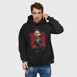 Мужское худи Oversize хлопок John Wick Chibi with dog - фото 2