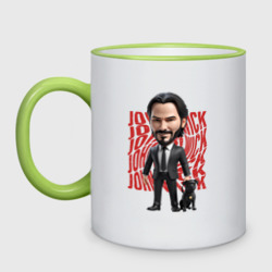 Кружка двухцветная John Wick Chibi with dog