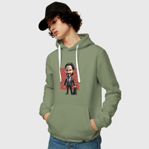 Мужская толстовка хлопок John Wick Chibi with dog, цвет авокадо - фото 3