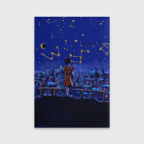 Обложка для паспорта матовая кожа Юный астроном, цвет синий - фото 2