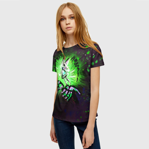 Женская футболка 3D Волшебная фея на черном фоне, цвет 3D печать - фото 3