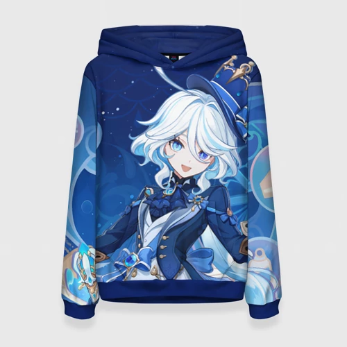 Женская толстовка 3D с принтом Furina Genshin Impact, вид спереди #2