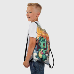 Рюкзак-мешок 3D Милый дракончик зеленый - фото 2