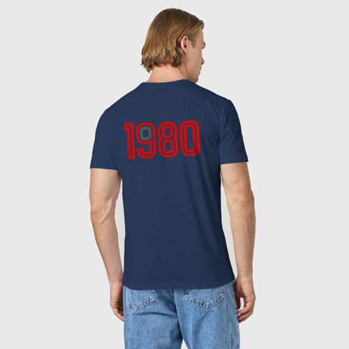 Мужская футболка хлопок с принтом 1980 год рождения, вид сзади #2