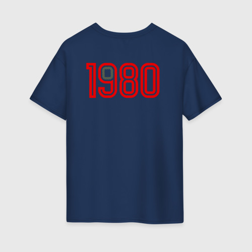 Женская футболка хлопок Oversize 1980 год рождения, цвет темно-синий - фото 2