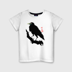 Детская футболка хлопок Ворон на ветке сливы
