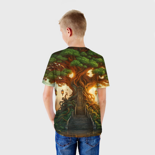 Детская футболка 3D Древесный зеленый дракон, цвет 3D печать - фото 4