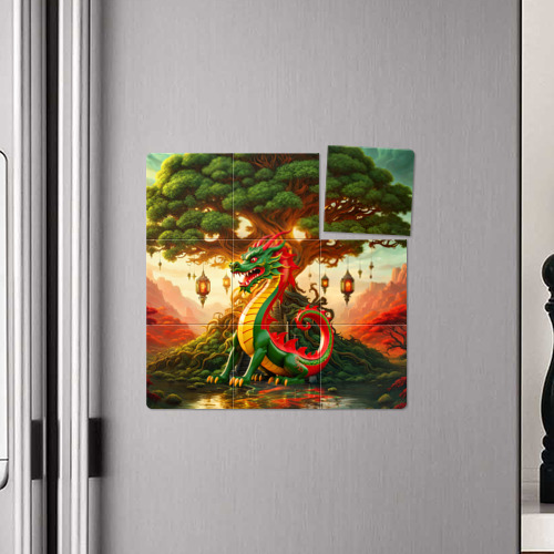 Магнитный плакат 3Х3 Древесный зеленый дракон - фото 4