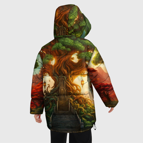 Женская зимняя куртка Oversize Древесный зеленый дракон, цвет красный - фото 4