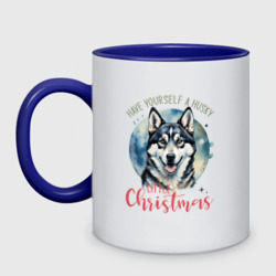 Кружка двухцветная Christmas husky