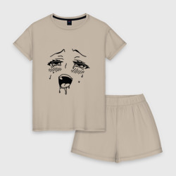 Женская пижама с шортиками хлопок Аниме тян кайфует - ахегао