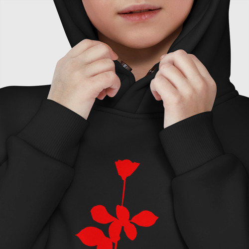 Детское худи Oversize хлопок Depeche Mode - Violator rose logo, цвет черный - фото 7