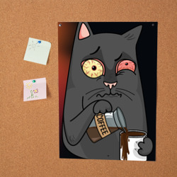 Постер Котик с гримасой и кофе - фото 2