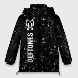 Женская зимняя куртка Oversize Deftones glitch на темном фоне по-вертикали