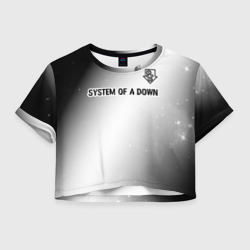 Женская футболка Crop-top 3D System of a Down glitch на светлом фоне посередине