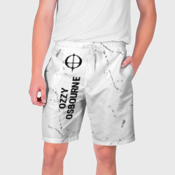 Мужские шорты 3D Ozzy Osbourne glitch на светлом фоне по-вертикали