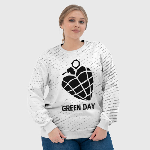 Женский свитшот 3D Green Day glitch на светлом фоне, цвет 3D печать - фото 6