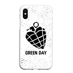 Чехол для iPhone XS Max матовый Green Day glitch на светлом фоне