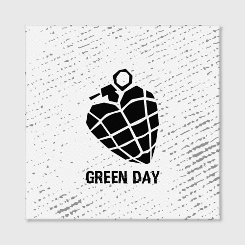 Холст квадратный Green Day glitch на светлом фоне, цвет 3D печать - фото 2