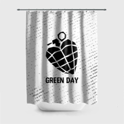 Штора 3D для ванной Green Day glitch на светлом фоне