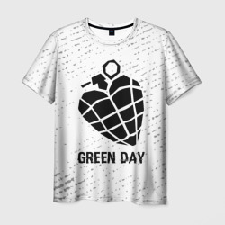 Мужская футболка 3D Green Day glitch на светлом фоне