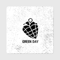 Магнит виниловый Квадрат Green Day glitch на светлом фоне
