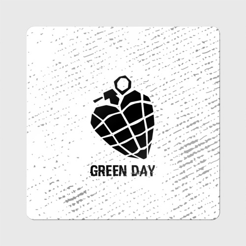 Магнит виниловый Квадрат Green Day glitch на светлом фоне