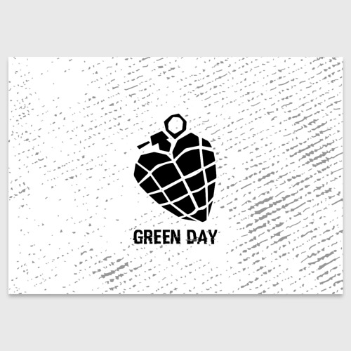 Поздравительная открытка Green Day glitch на светлом фоне, цвет белый