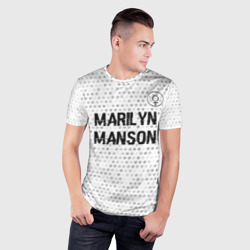 Мужская футболка 3D Slim Marilyn Manson glitch на светлом фоне посередине - фото 2