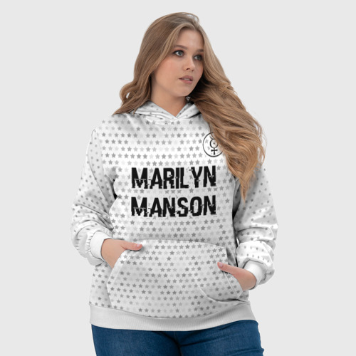 Женская толстовка 3D Marilyn Manson glitch на светлом фоне посередине, цвет 3D печать - фото 6