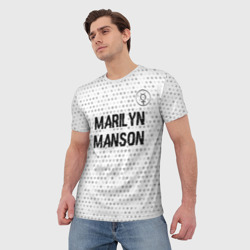 Мужская футболка 3D Marilyn Manson glitch на светлом фоне посередине - фото 2