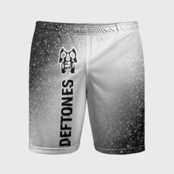 Мужские шорты спортивные Deftones glitch на светлом фоне по-вертикали