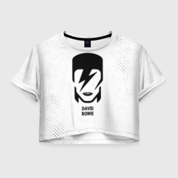 Женская футболка Crop-top 3D David Bowie glitch на светлом фоне