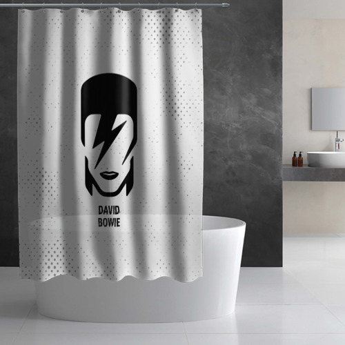 Штора 3D для ванной David Bowie glitch на светлом фоне - фото 3