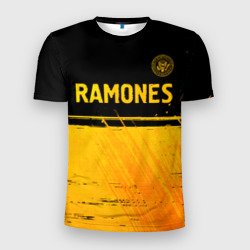 Мужская футболка 3D Slim Ramones - gold gradient посередине