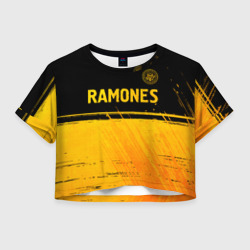 Женская футболка Crop-top 3D Ramones - gold gradient посередине