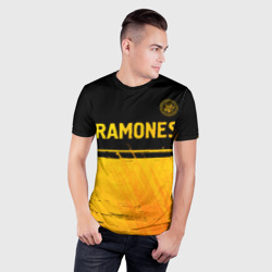 Мужская футболка 3D Slim Ramones - gold gradient посередине - фото 2