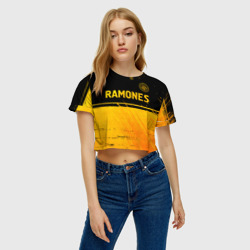 Женская футболка Crop-top 3D Ramones - gold gradient посередине - фото 2