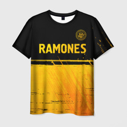 Мужская футболка 3D Ramones - gold gradient посередине