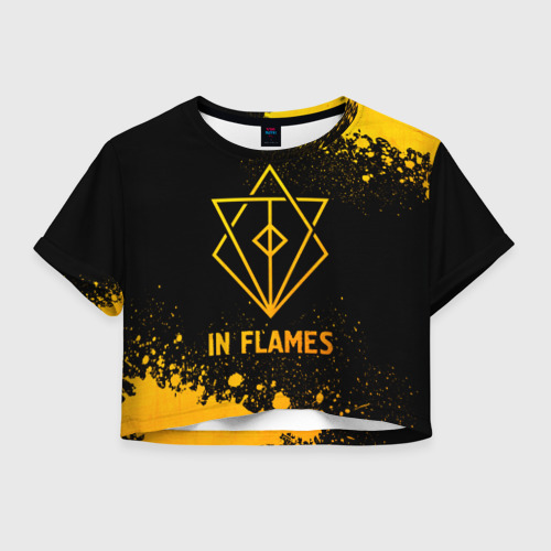 Женская футболка Crop-top 3D In Flames - gold gradient, цвет 3D печать