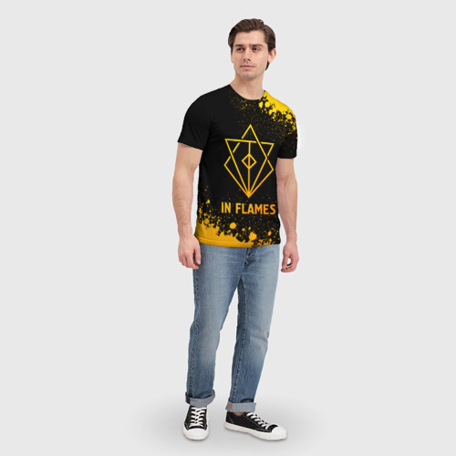 Мужская футболка 3D In Flames - gold gradient, цвет 3D печать - фото 5