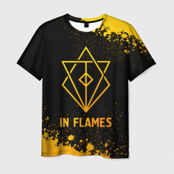 Мужская футболка 3D In Flames - gold gradient