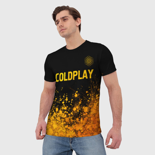 Мужская футболка 3D Coldplay - gold gradient посередине, цвет 3D печать - фото 3