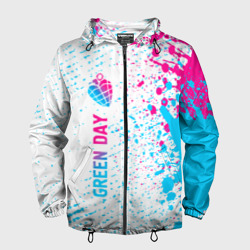 Мужская ветровка 3D Green Day neon gradient style по-вертикали