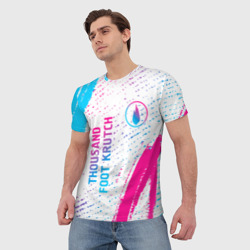 Мужская футболка 3D Thousand Foot Krutch neon gradient style вертикально - фото 2