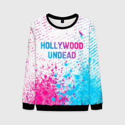 Мужской свитшот 3D Hollywood Undead neon gradient style посередине