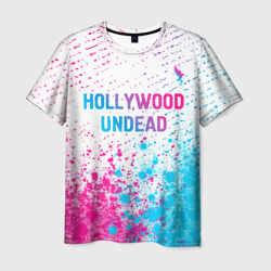 Мужская футболка 3D Hollywood Undead neon gradient style посередине