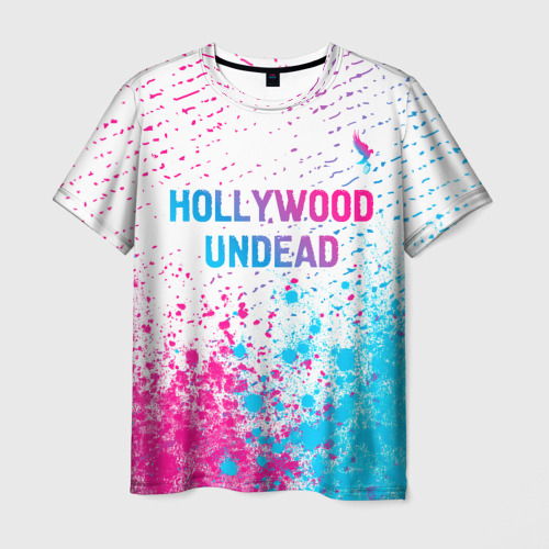 Мужская футболка 3D Hollywood Undead neon gradient style посередине, цвет 3D печать