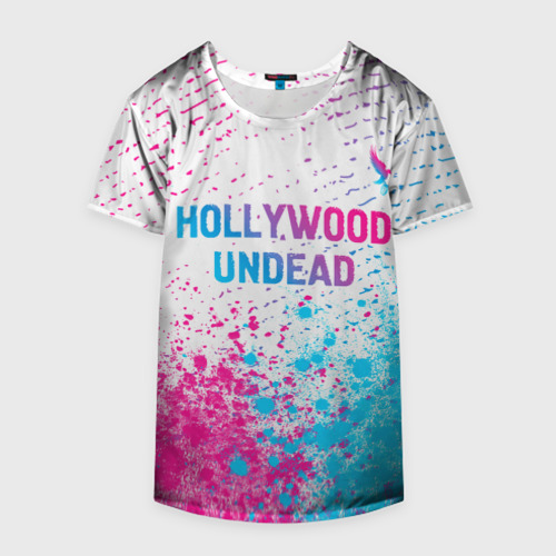 Накидка на куртку 3D Hollywood Undead neon gradient style посередине, цвет 3D печать - фото 4