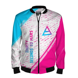 Мужской бомбер 3D Thirty Seconds to Mars neon gradient style вертикально